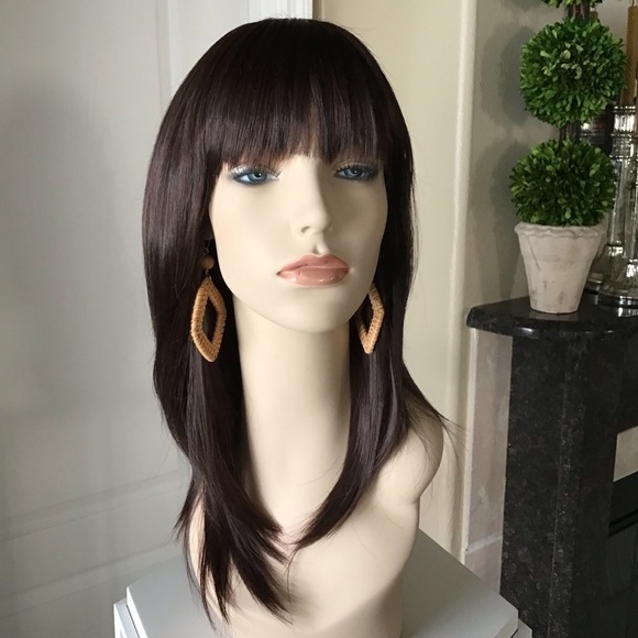 NEW Forever 21 Woven Rattan Earrings Wood Bead Light Triangle Dangle French Wire - Picture 5 of 14